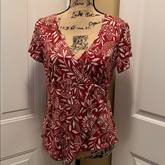 Cute Multicolored V-Neck Blouse - Picture 2 of 7